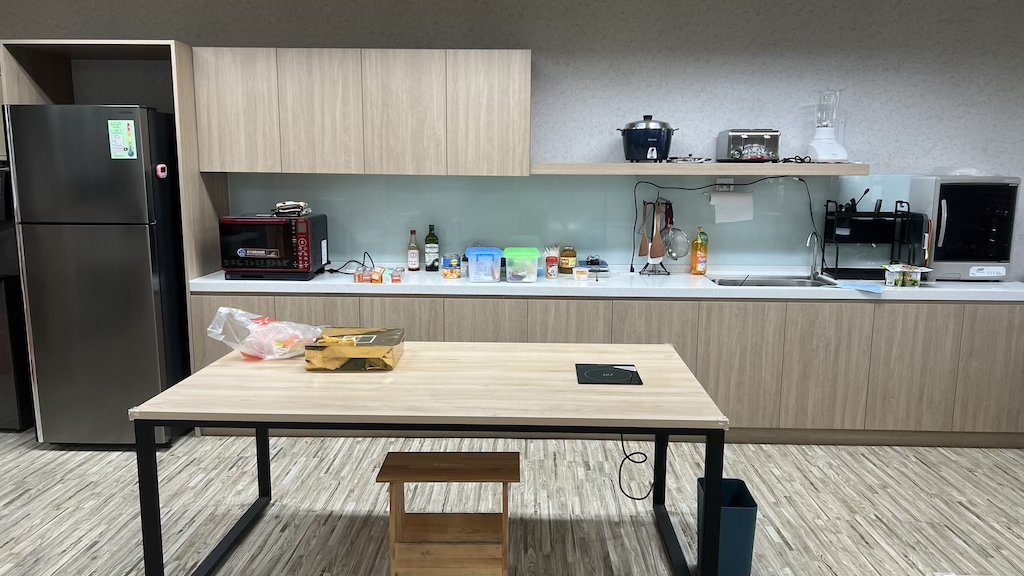 Food Lab countertop with appliances and an induction cooktop table