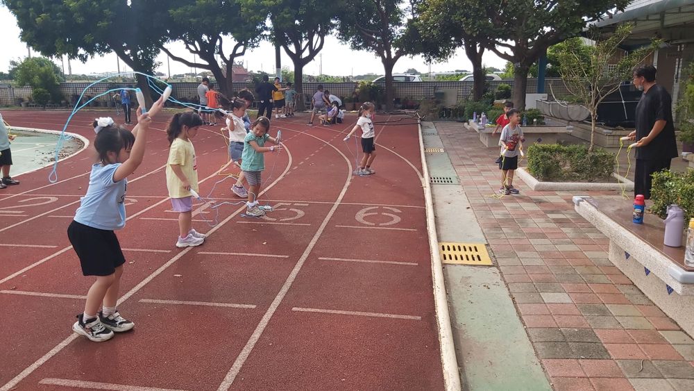Jump rope practice outdoors