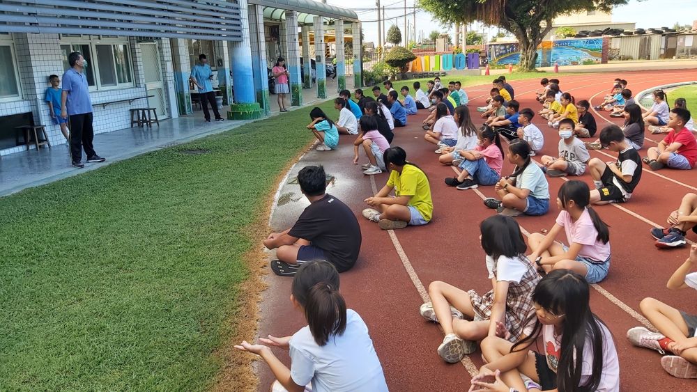 The whole school gathered on the track for morning run