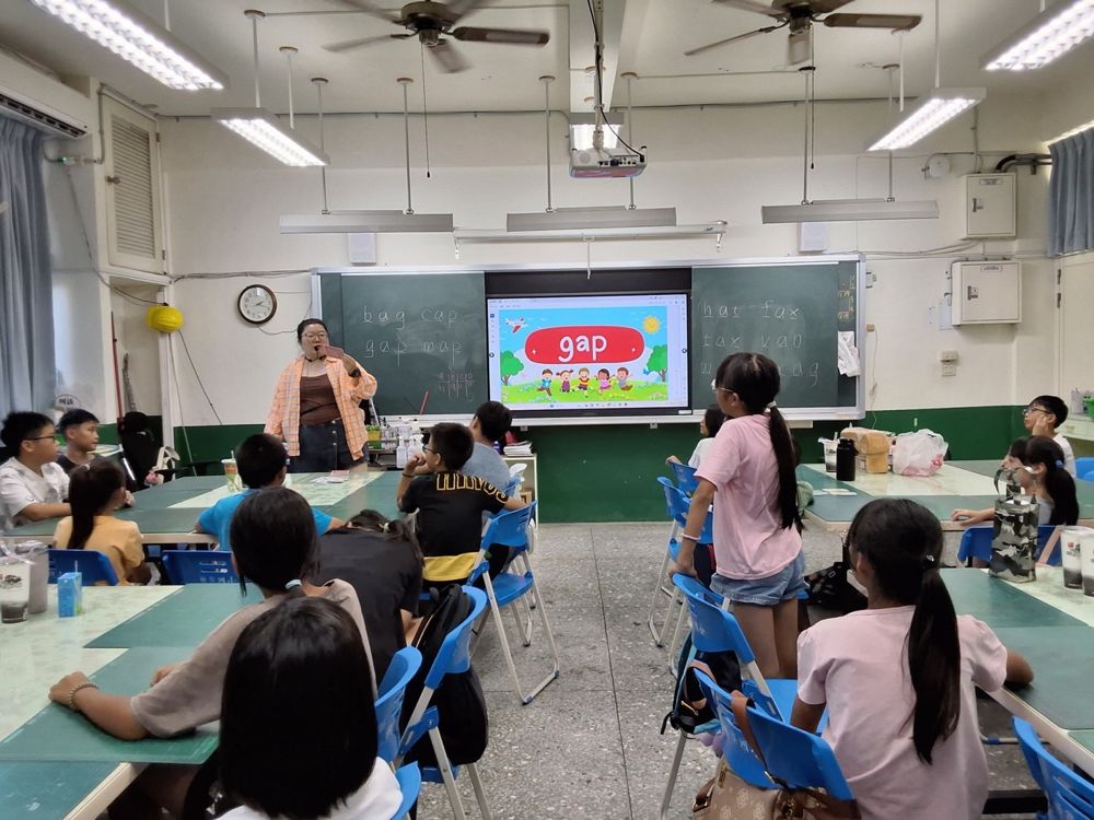 Hands-on English activity at desks