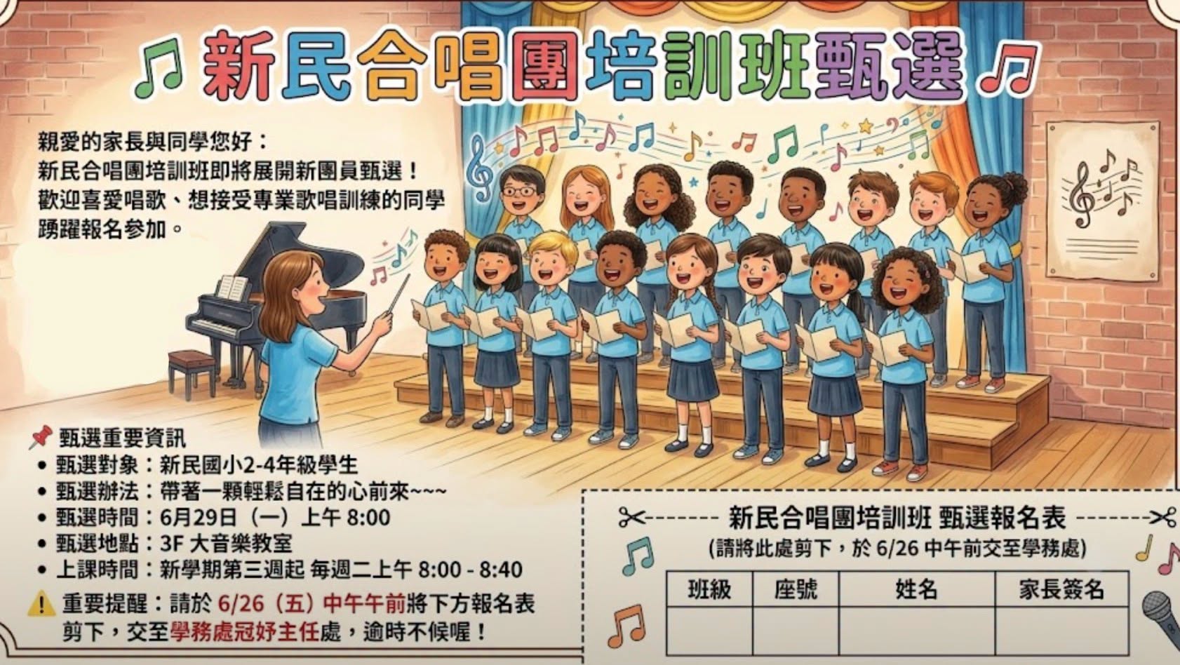 新民合唱團培訓班甄選海報