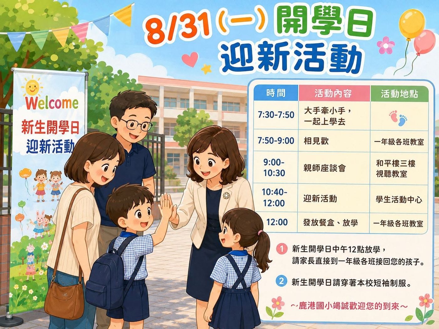 鹿港國小開學日迎新活動海報