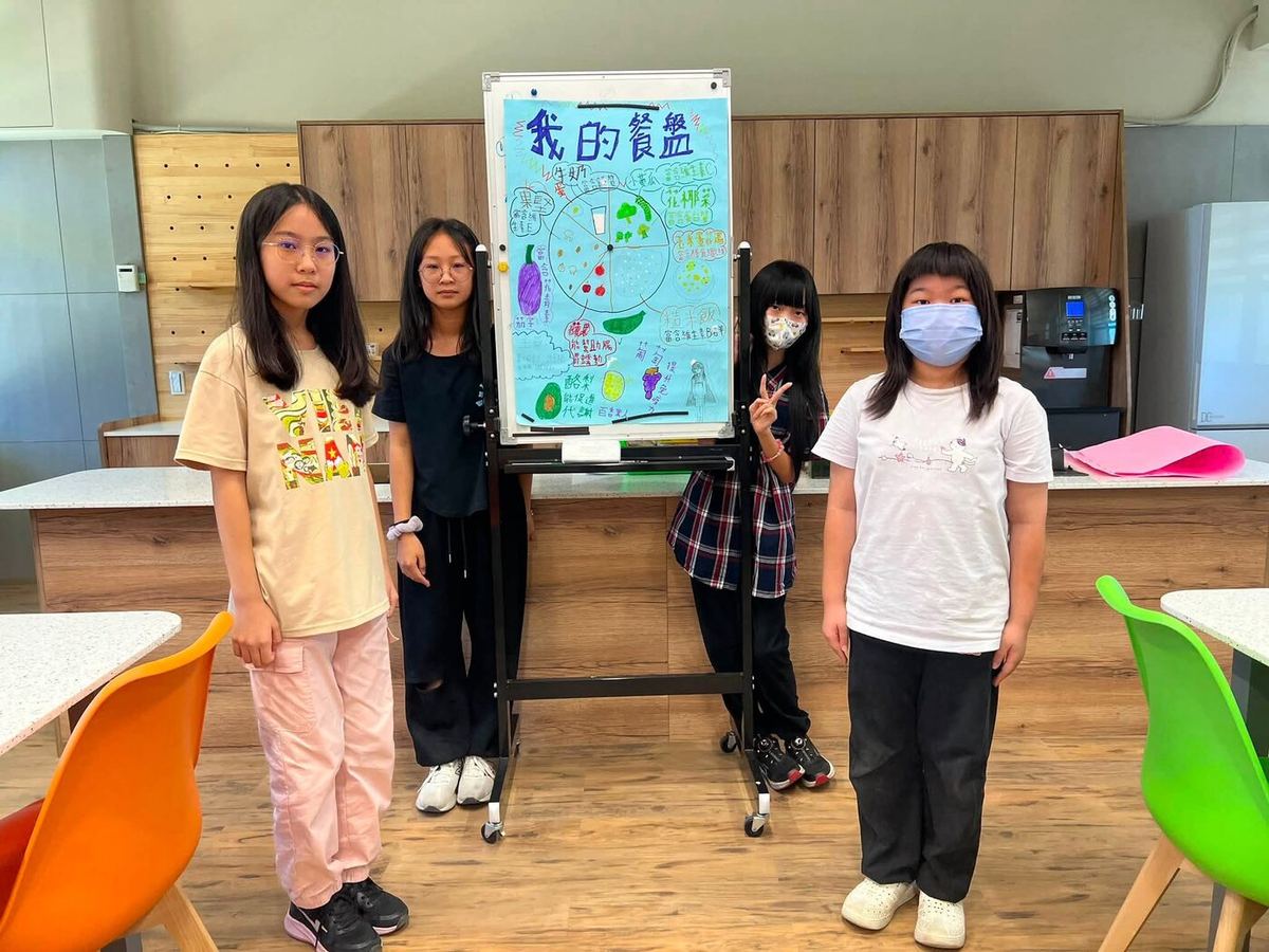 Mingli students with their digital food-trends poster