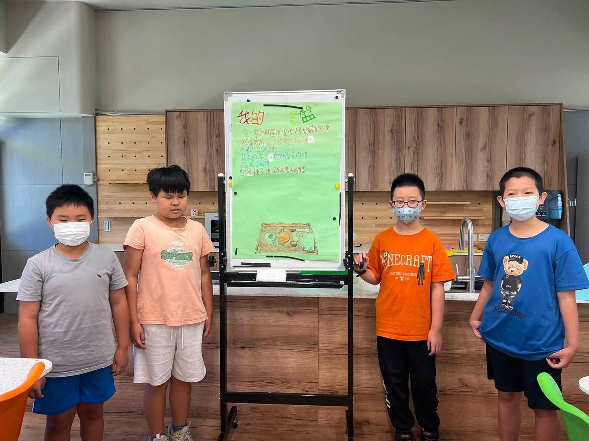 Students presenting their food poster