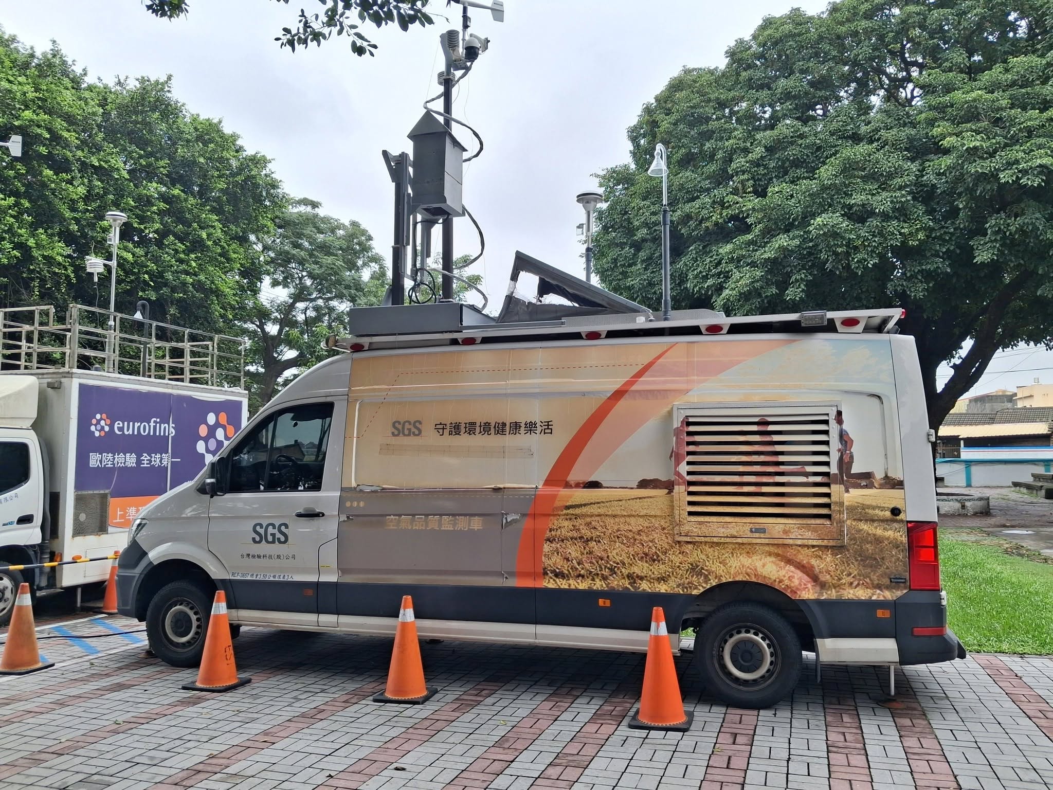SGS air-quality monitoring van with instruments on the roof