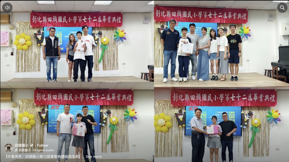 Graduates receiving certificates with their families