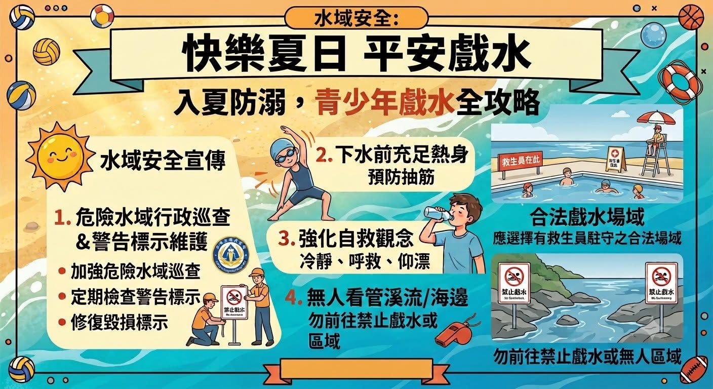 快樂夏日、平安戲水：暑期水域與運動安全宣導